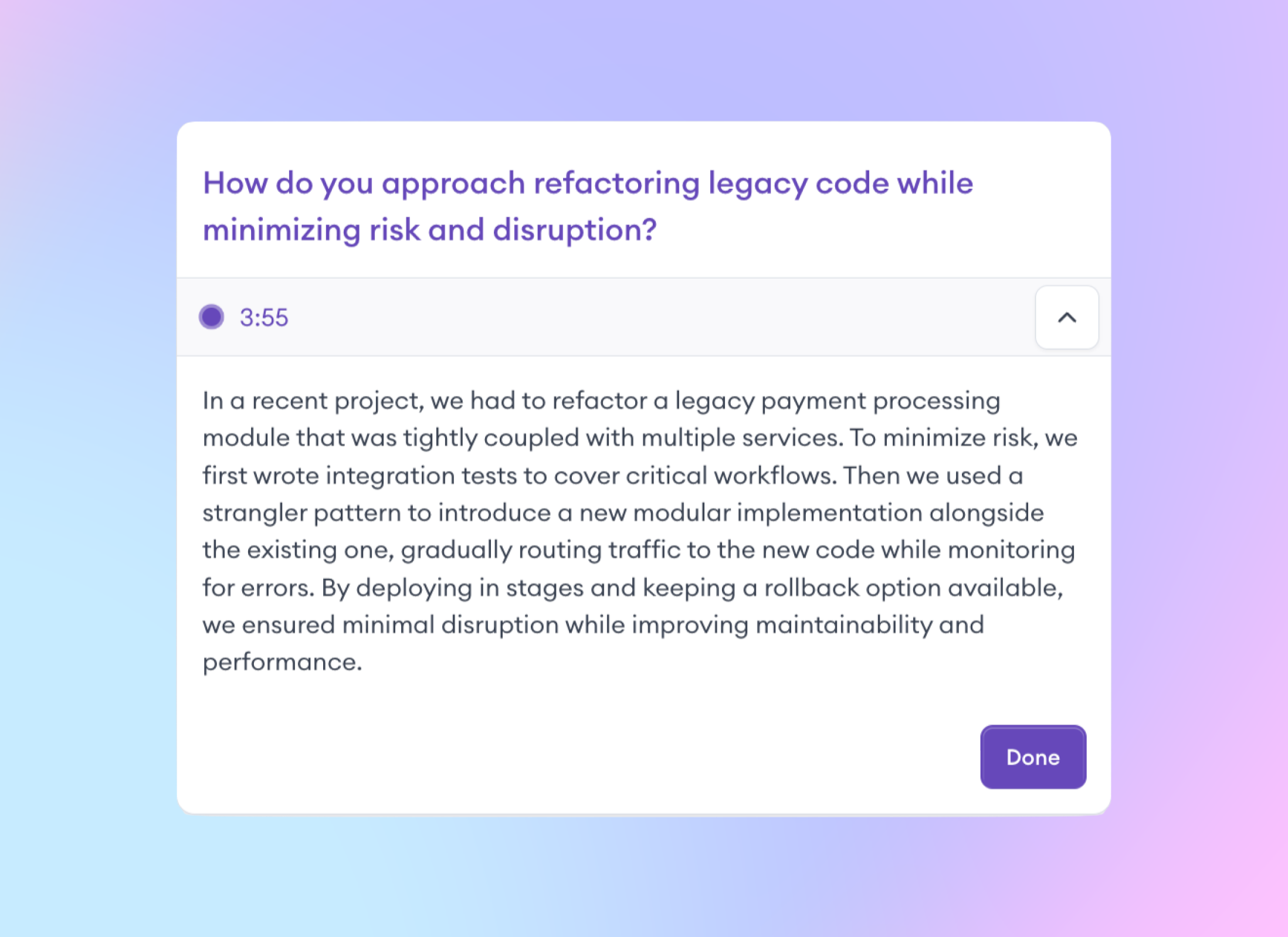 Live transcription for interview trainer